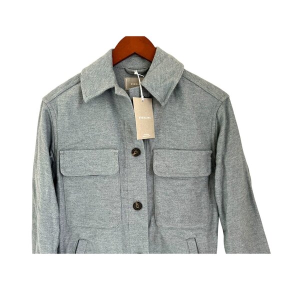 Everlane Oversized Shirt Jacket military style Gray Blue Pockets Size XSmall - Picture 5 of 11